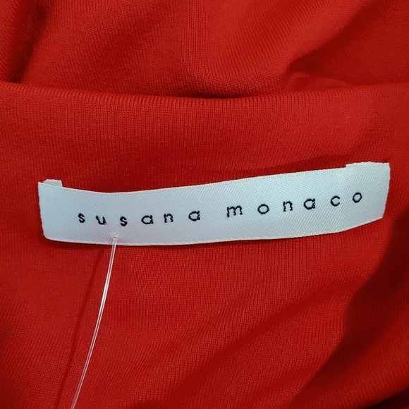 Susana MONACO RED LONG SLEEVE ASYMMETRICAL DRESS - Picture 8 of 11